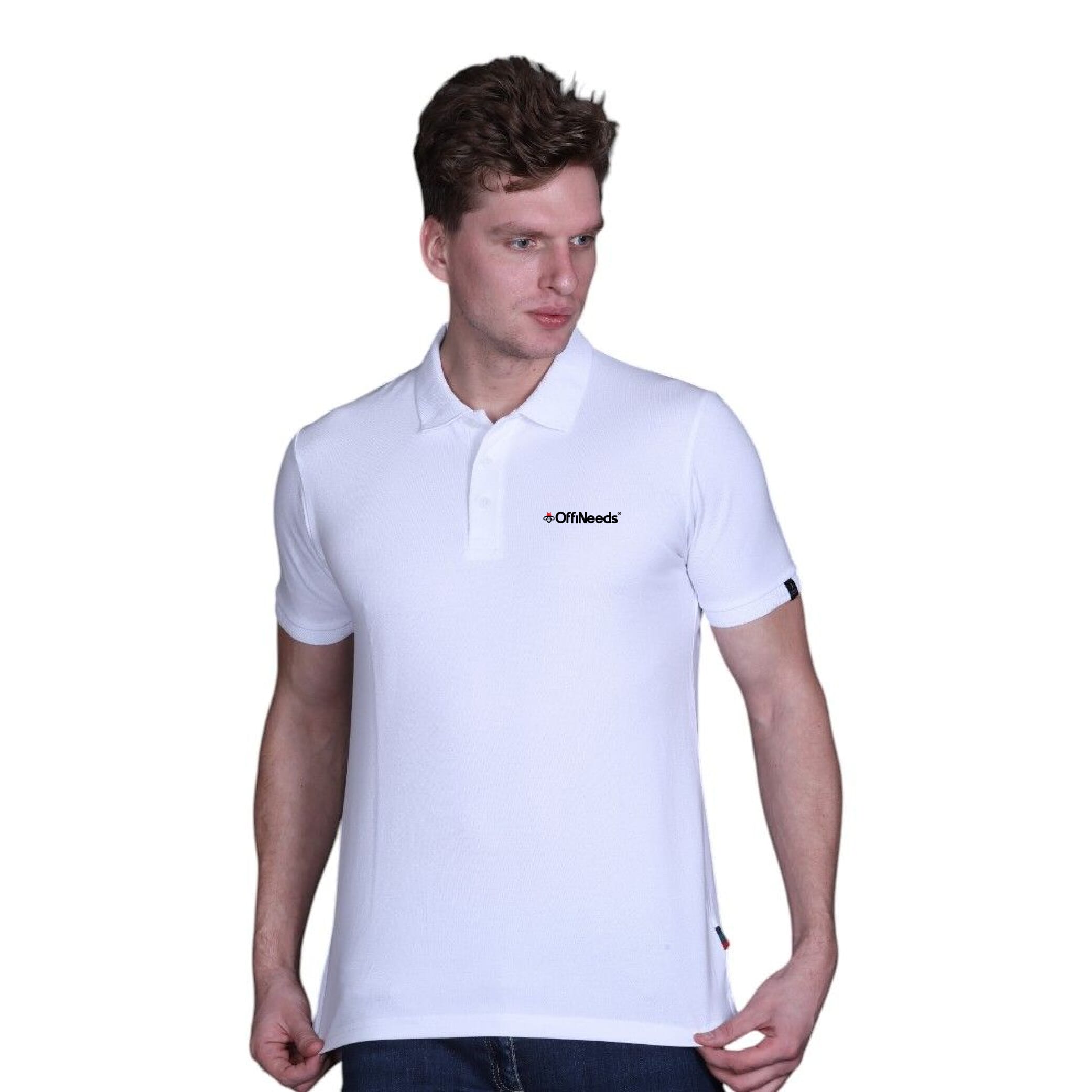 Indian Terrain Jacquard Collar Solid T-Shirt-White